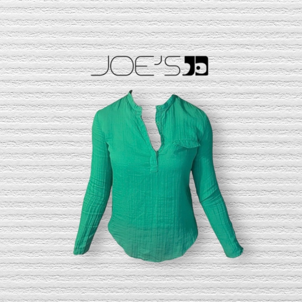 JOE’S JEANS Cotton Kelly Green Long Sleeve Blouse XS Designer Top